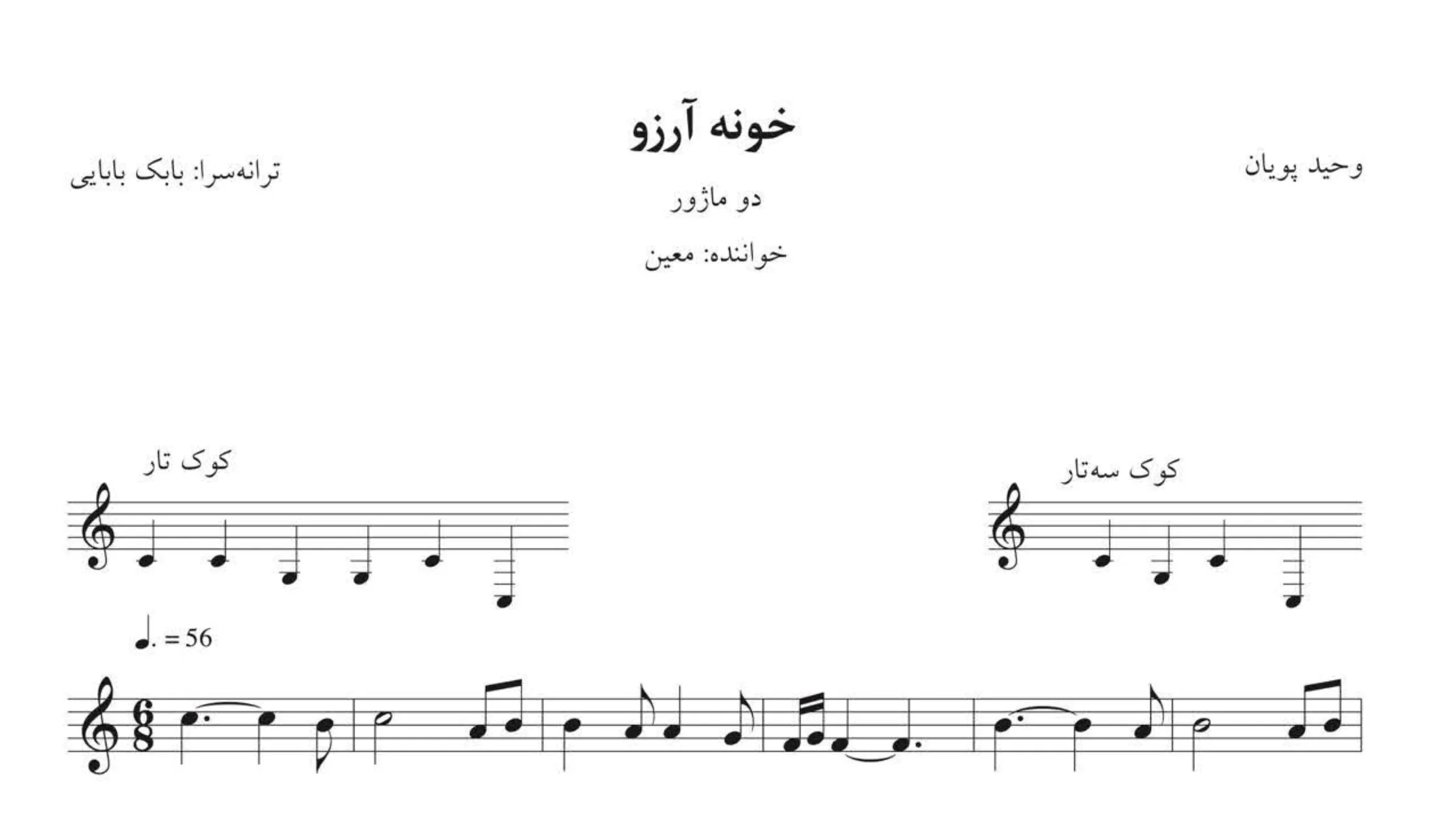 نت خونه آرزو معین | وحید پویان ❤️ PDF