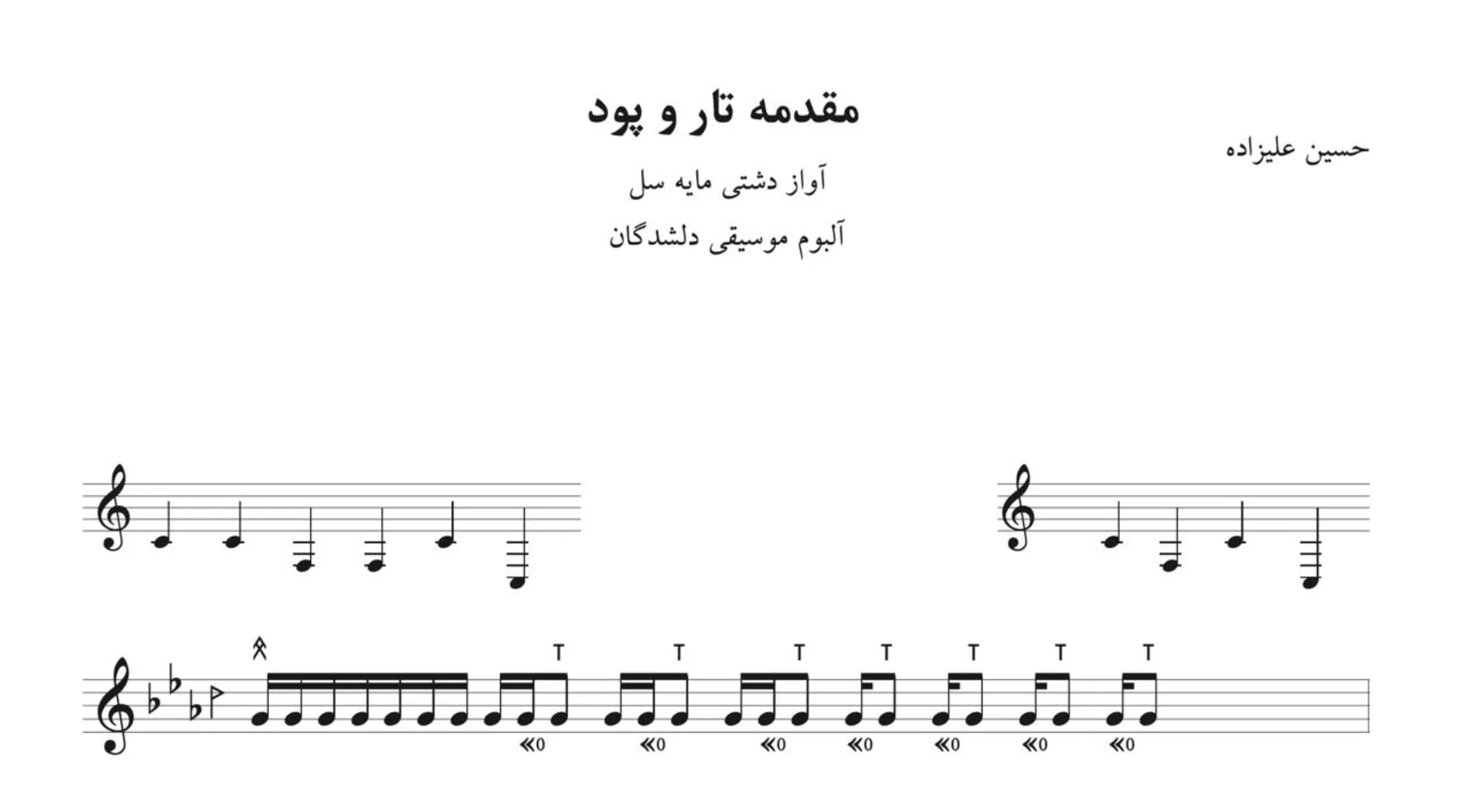‎⁨نت مقدمه تار و پود حسین علیزاده دشتی سل آوانگاری نیما فریدونی⁩